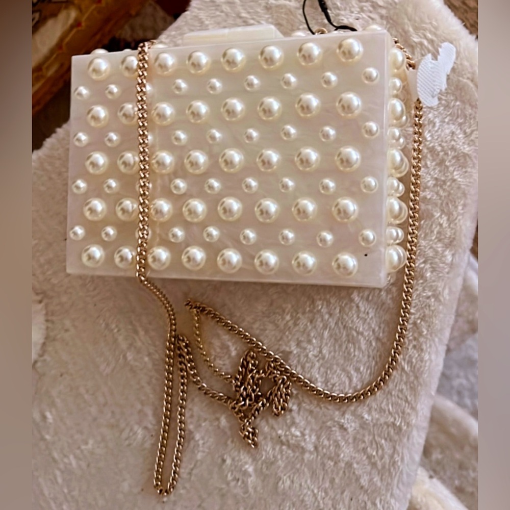 NWT pearl Zara clutch